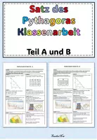Vorschau - Klassenarbeiten - Klassenarbeit: Satz des Pythagoras- Teil A und B (editierbar) - Deckblatt
