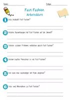 Vorschau - Arbeitsblätter - Fast Fashion Arbeitsblatt 7. & 8. Klasse Textilindustrie AB mit Lösungen - Seite 1
