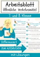 Vorschau - Arbeitsblätter - Öffentliche Verkehrsmittel Arbeitsblatt 7. & 8. Klasse Verkehrsinfrastruktur AB mit Lösungen - Deckblatt