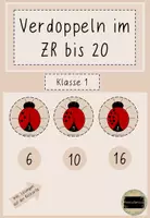 Vorschau - Aufgabenkarten - Verdoppeln im Zahlenraum bis 20 - Deckblatt