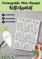 Vorschau - Mal- und Bastelvorlagen - Mini-Rezept für Rettichsalat | Feriengruß - Seite 1