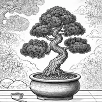 förhandsvisning - Bonsai Målarbok (50 Målarbilder) - sida 3
