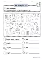 Vorschau - Arbeitsblätter - Schreiben: Zählen und Schreiben Grundwortschatz - Kleidung und Farben - Seite 1