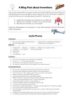 Vorschau - Arbeitsblätter - Blog Post about Inventions (Sample Task + Useful Phrases) - A2 Level - Seite 1