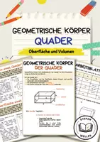 Vorschau - Arbeitsblätter - Quader - Eigenschaften, Volumen und Oberfläche - Deckblatt