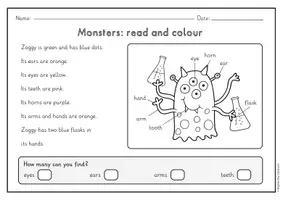 Vorschau - Arbeitsblätter - Monsters read and colour - 8 Bilder, 2-fach differenziert (Englisch) - Seite 2