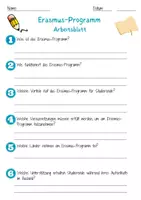 Vorschau - Arbeitsblätter - Erasmus-Programm Arbeitsblatt 7. & 8. Klasse Internationale Studierende AB mit Lösungen - Seite 1