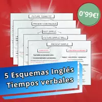 Vista previa - Refuerzo / NEE / Materiales de apoyo - Tiempos Verbales Inglés (Tenses): Pack 5 esquemas - Portada