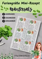 Vorschau - Mal- und Bastelvorlagen - Kärtchen Mini-Rezept für Kräutersalz - Seite 1