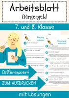Vorschau - Arbeitsblätter - Bürgergeld Arbeitsblatt 7. & 8. Klasse Hartz IV AB mit Lösungen - Deckblatt