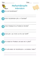 Vorschau - Arbeitsblätter - Hochzeitsbräuche Arbeitsblatt 7. & 8. Klasse Feierkultur AB mit Lösungen - Seite 1