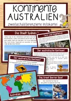 Vorschau - Anderer Materialtyp - Kontinente Australien zweifachdifferenzierte Infokartei - Deckblatt