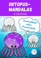 Vorschau - Mal- und Bastelvorlagen - Oktopus - Mandalas, Fensterbild, Unterwasserwelt - Deckblatt