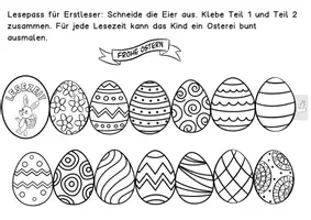 Vorschau - Arbeitsblätter - Osterferien Lesepass Klasse 1, Erstleser, Leseförderung Bastelvorlage - Seite 1