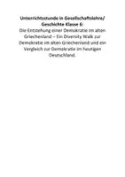 Vorschau - Stundenentwürfe - Demokratie im alten Griechenland - Stundenentwurf + Material - Deckblatt