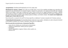 Vista previa - Para docentes: organización, planificación y formación - Plantilla Programa Específico de desarrollo de la Autonomía - página 3