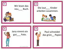 Vorschau - Stationenlernen - Adjektivendungen Aufgabenkarten: GERMAN ADJECTIVES TASK CARDS (DaF) - Deckblatt
