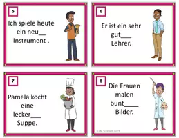 Vorschau - Stationenlernen - Adjektivendungen Aufgabenkarten: GERMAN ADJECTIVES TASK CARDS (DaF) - Seite 1