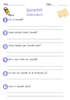 Vorschau - Arbeitsblätter - Sparpolitik Arbeitsblatt 7. & 8. Klasse Haushaltskonsolidierung AB mit Lösungen - Seite 1