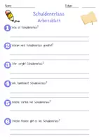 Vorschau - Arbeitsblätter - Schuldenerlass Arbeitsblatt 7. & 8. Klasse Schuldenerleichterung AB mit Lösungen - Seite 1