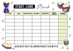 Vorschau - Spiele - Stadt, Land, Musik Vorlage für den Musikunterricht - Seite 1