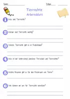 Vorschau - Arbeitsblätter - Tierrechte Arbeitsblatt 7. & 8. Klasse Tierschutz AB mit Lösungen - Seite 1