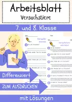 Vorschau - Arbeitsblätter - Versuchstiere Arbeitsblatt 7. & 8. Klasse Tierversuche AB mit Lösungen - Deckblatt
