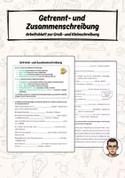 Vorschau - Arbeitsblätter - Getrennt- und Zusammenschreibung - Arbeitsblatt - Deckblatt