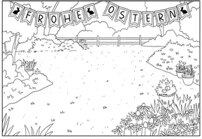 Vorschau - Mal- und Bastelvorlagen - Schlüpfende Küken im Ostergarten - Bastelvorlage Ostern / Frühling #osterbastelsale - Seite 1