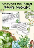 Vorschau - Arbeitsblätter - Feriengrüße Mini-Rezept Kärtchen für Kräuter-Eiswürfel - Deckblatt
