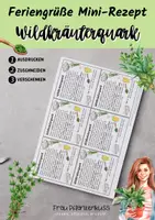 Vorschau - Mal- und Bastelvorlagen - Rezept Wildkräuterquark Kärtchen als Feriengruß Frühling - Seite 1