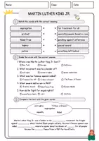 Vorschau - Arbeitsblätter - Martin Luther King Jr. Textverständnis Englisch Exercises Vokabeln Leseverstehen Worksheet - Seite 2