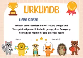 Vorschau - Poster - Sport Urkunde für die Klasse. Urkunde Sporttag, Sportfest Grundschule. - Seite 2