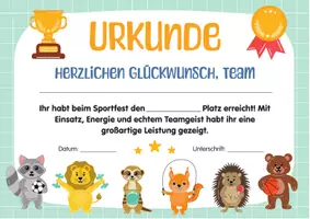 Vorschau - Poster - Sport Urkunde für Kinder. Team-Urkunde für Kinder. Sport-Urkunde für ein Team. Urkunde Sportfest, Sporttag. Sport-Urkunde für Mannschaften. Auszeichnung für Kinder. - Seite 1