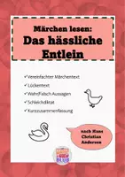 Vorschau - Arbeitsblätter - Märchen lesen: Das hässliche Entlein - Deckblatt
