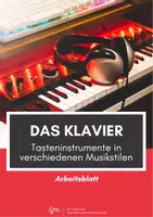 Vorschau - Arbeitsblätter - Tasteninstrumente⎜ Das Klavier in unterschiedlichen Musikstilen - Deckblatt