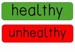 Vorschau - Bildkarten - Englisch - healthy and unhealthy - Tafelmaterial - Seite 1