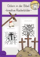 Vorschau - Mal- und Bastelvorlagen - Ostergeschichte Ostern Bibel Jesus Kreuzigung Rasterbild - Deckblatt