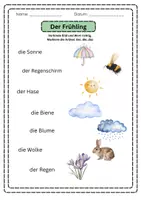 Vorschau - Arbeitsblätter - Frühling - Wörter verbinden und schreiben - Deckblatt