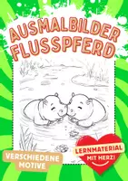 Vorschau - Arbeitsblätter - Nilpferd Ausmalbilder - Deckblatt