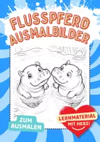 Vorschau - Arbeitsblätter - Kunst Flusspferd Ausmalbilder Nilpferd Kunstidee zum Ausmalen - Deckblatt