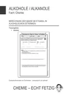 Vorschau - Arbeitsblätter - Berechnung der Masse an Ethanol in Getränken - Arbeitsblatt - Deckblatt