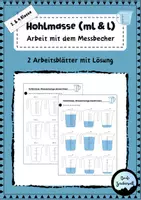 Vorschau - Arbeitsblätter - Hohlmaße: 2 Arbeitsblätter zu den ml & l mit Lösungen - Deckblatt