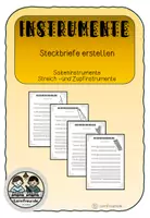 Vorschau - Arbeitsblätter - Instrumente Saiteninstrumente Steckbriefe erstellen - Deckblatt