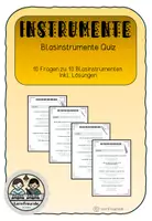 Vorschau - Arbeitsblätter - Instrumente Blasinstrumente Quiz inkl. Lösungen - Deckblatt
