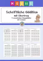 Vorschau - Arbeitsblätter - Schriftliche Additon mit Übertrag - Übungsblätter - ZR 1000 - Deckblatt