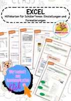Vorschau - Merkblätter - Informatik Excel: Hilfekarten für Schüler*innen: Einstellungen und Formatierungen - Deckblatt