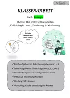 Vorschau - Klassenarbeiten - Klassenarbeit - UE: "Zellbiologie" & "Ernährung und Verdauung" - Deckblatt