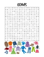 Vista previa - Hojas de trabajo - Sopa de letras inglés - ropa, clothes & accessories | ESL, EFL, English - página 2
