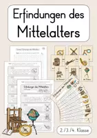 Vorschau - Arbeitsblätter - Erfindungen des Mittelalters: Arbeitsblätter & Bildkarten (2./3./4. Klasse) - Deckblatt